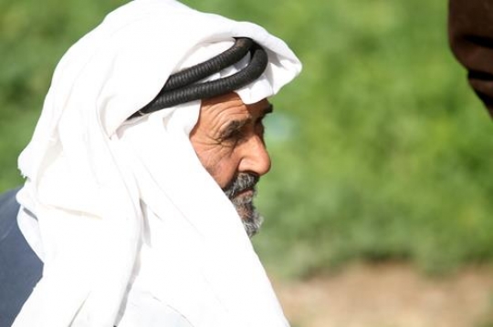 palestenian old man  looking around