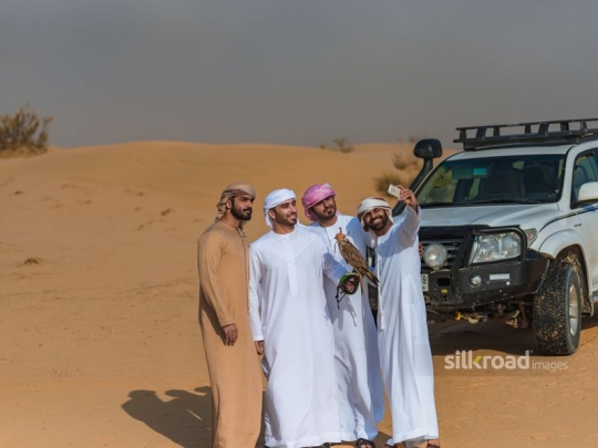 Friends taking selfie in the desert