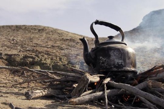 Old Teapot on fire