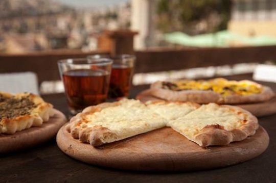 pizza with manakeesh za'atar and cheese