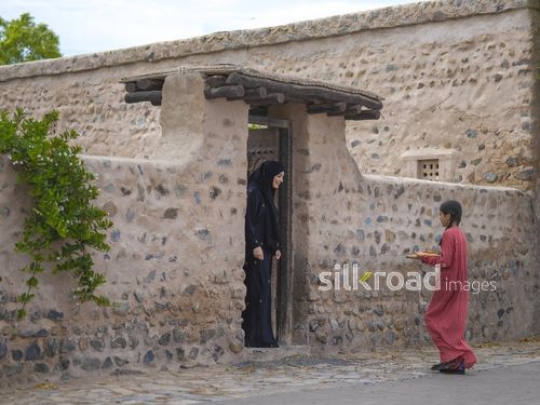 Girl bring food to neighbor|-