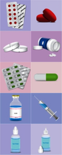 medical ampoules,syringe,pills and eye dorps