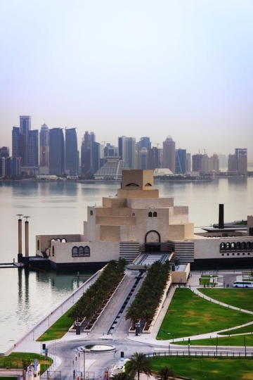 a view of the imposing museum of islamic art in doha,qatar