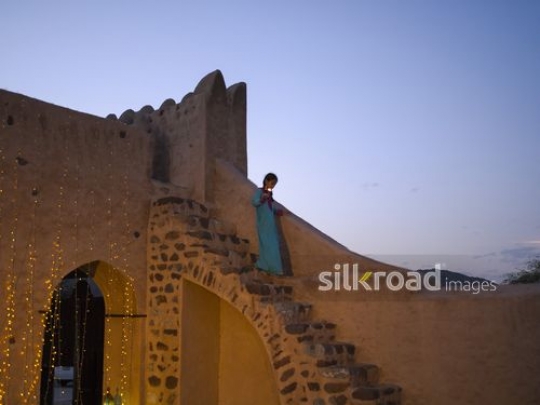 Girl going down the stairs|-