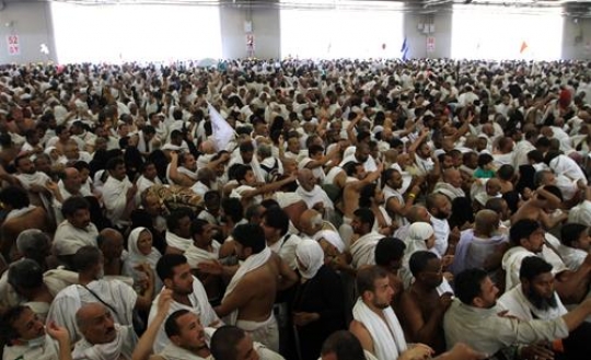 Inside the tent in Mina