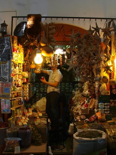 man at spices shop