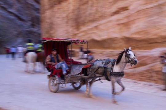 The Siq - narrow pass to ancient city Petra, Jordan