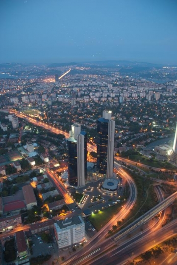 an aerial view of istanbul,turkey at night