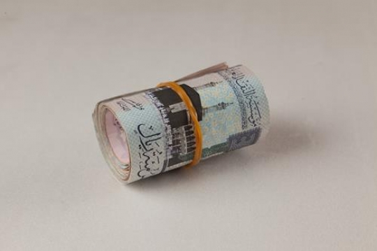 saudi arabian riyal rolled up