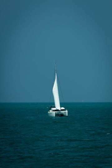 lonely boat in the ocean