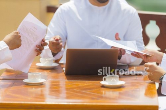Successful business men during a meeting|