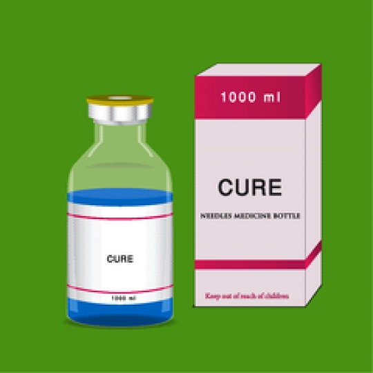 medical ampoules isolated on green background