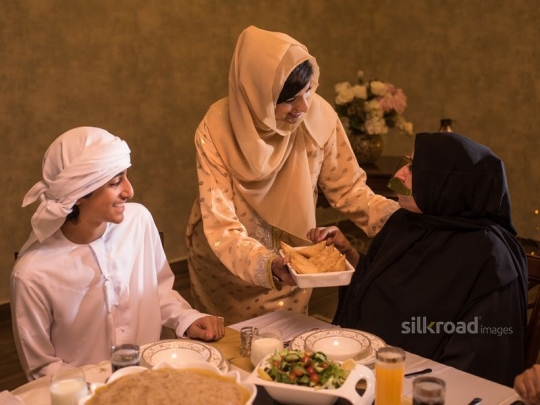 Daughter serving Mother puff pastry|-
