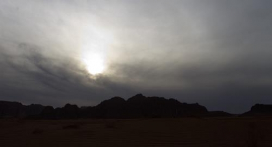 silhouette of the mountains at sunset