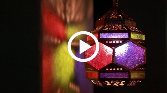 Lanterns and colors reflected on the wall