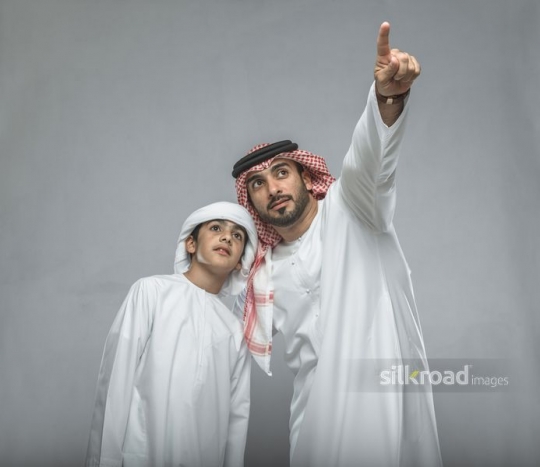 Father pointing with his finger