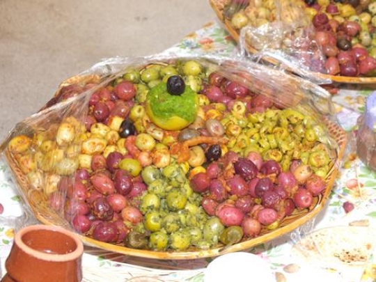 colored olives from moroccan market