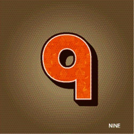 - Orange Arabic Number 9 on Brown Background