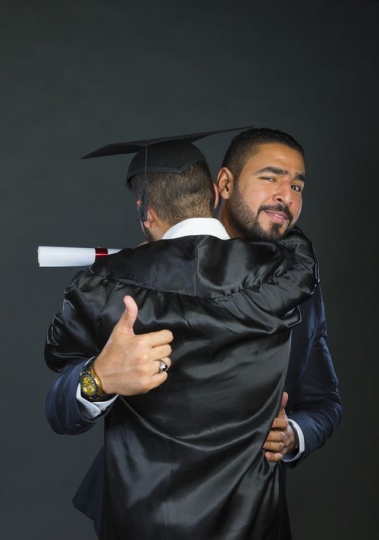A Proud Arab Dad Greeting Son on Gradutaion|-