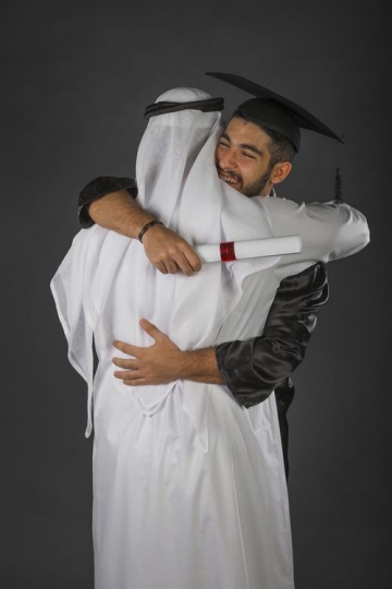 Dad Greeting Son on Graduation|-