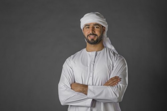 Arabian man crossing his arms|-