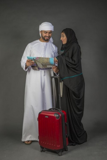 Arab couple on vacation|-